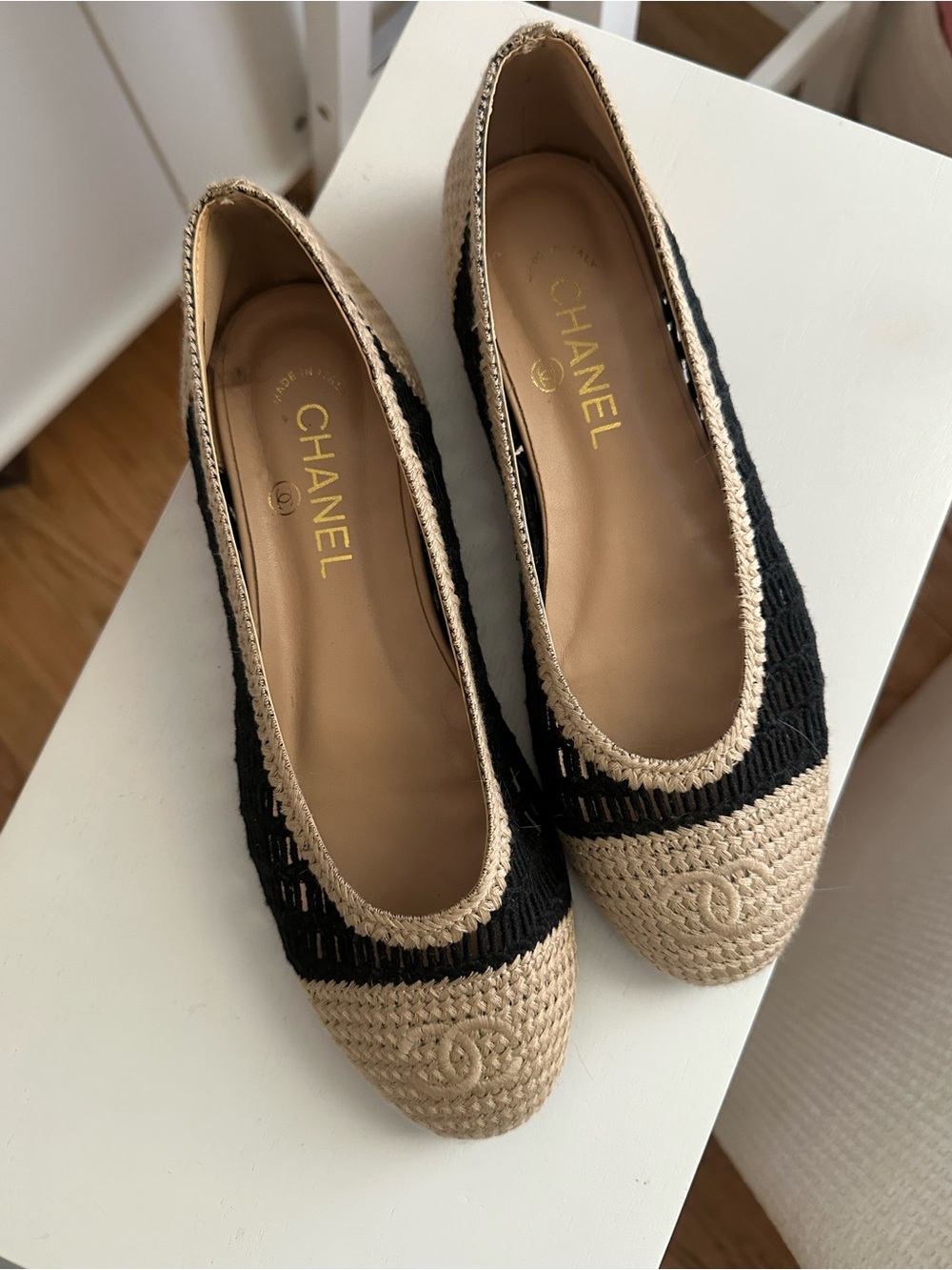 Tan Woven Ballet Flats